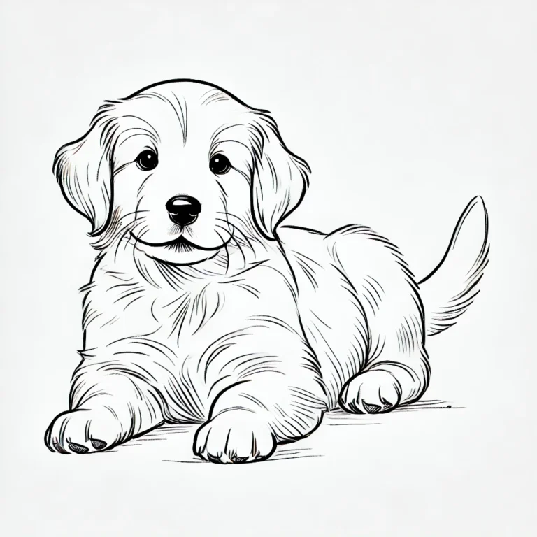 DALL·E 2024-07-24 09.45.55 - A simple outline of a Golden Retriever puppy