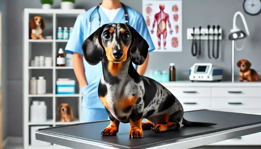 Dapple Dachshund at Vet