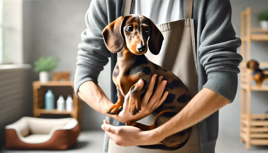 Dapple Dachshund with Breeder