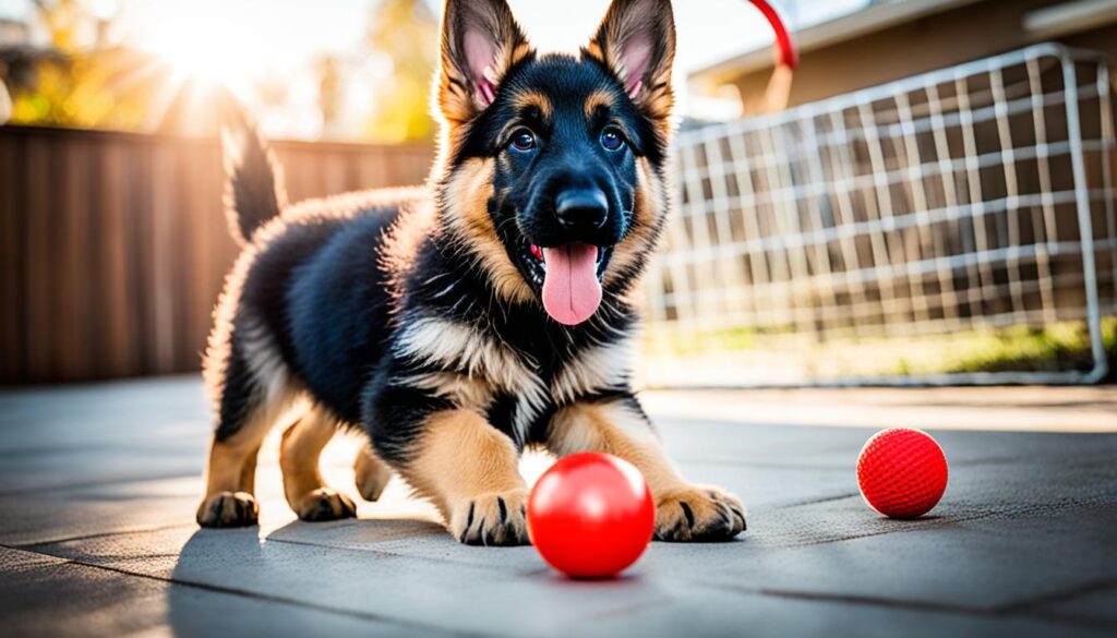 German Shepherd Puppy with Toy