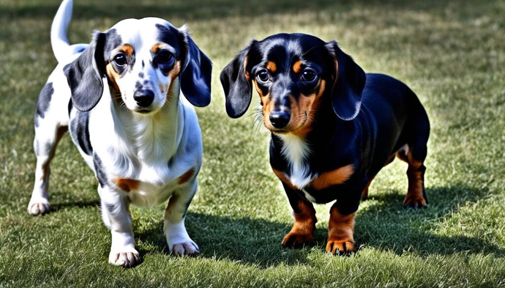 Mini Dapple Dachshund versus Standard Dachshund Size Comparison