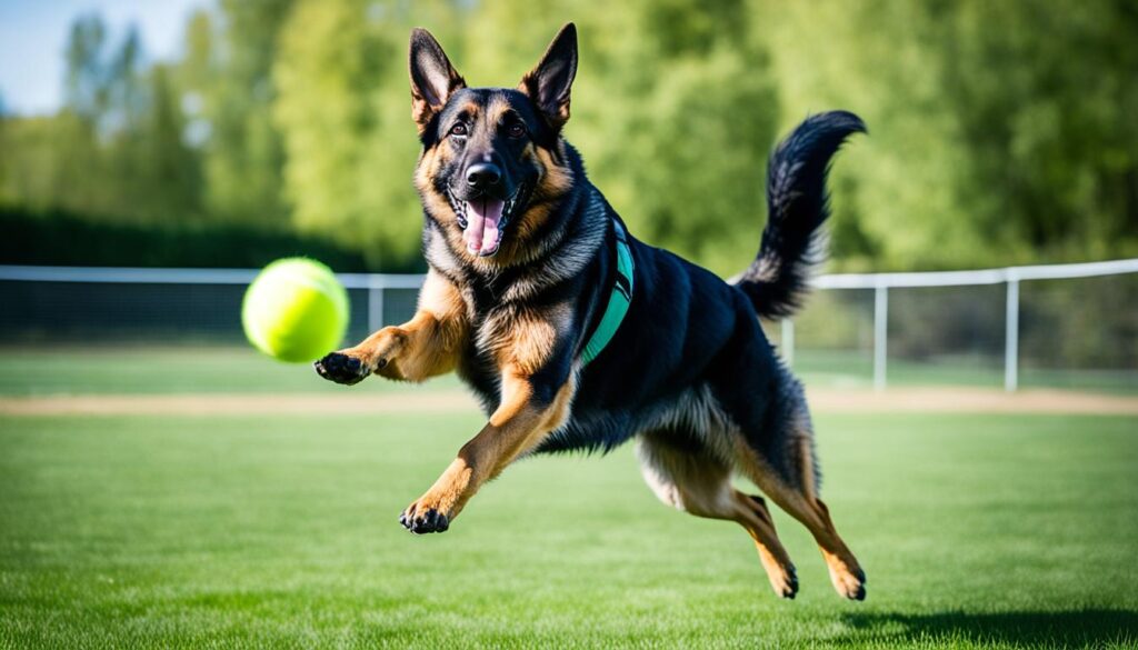 Short Haired German Shepherd playing