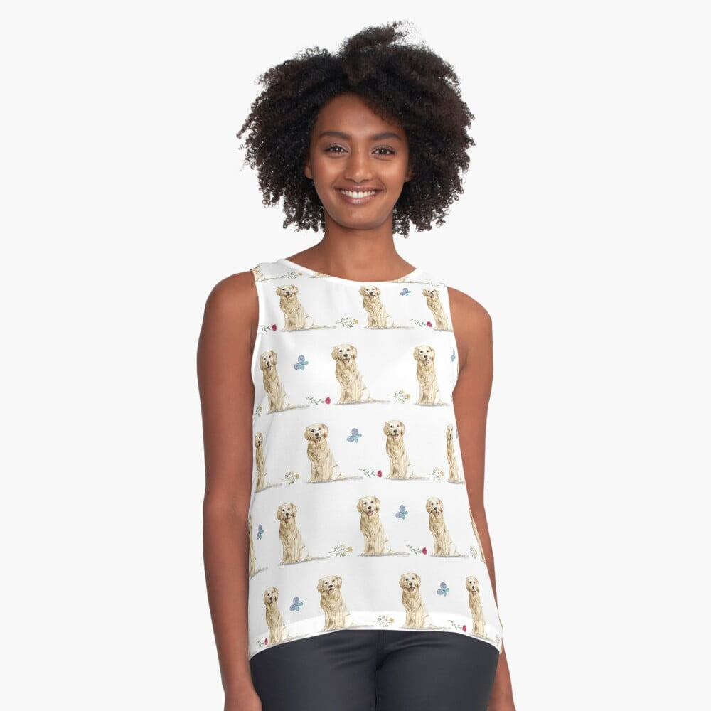 Sleeveless top with Golden Retrievers