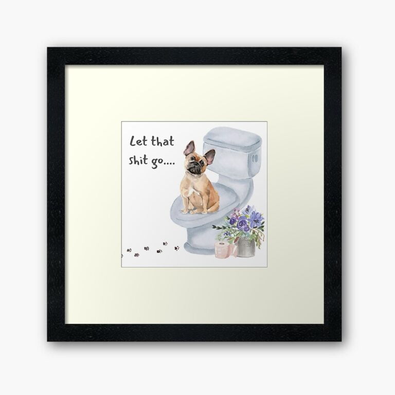 French Bulldog Toilet-framed-art-print