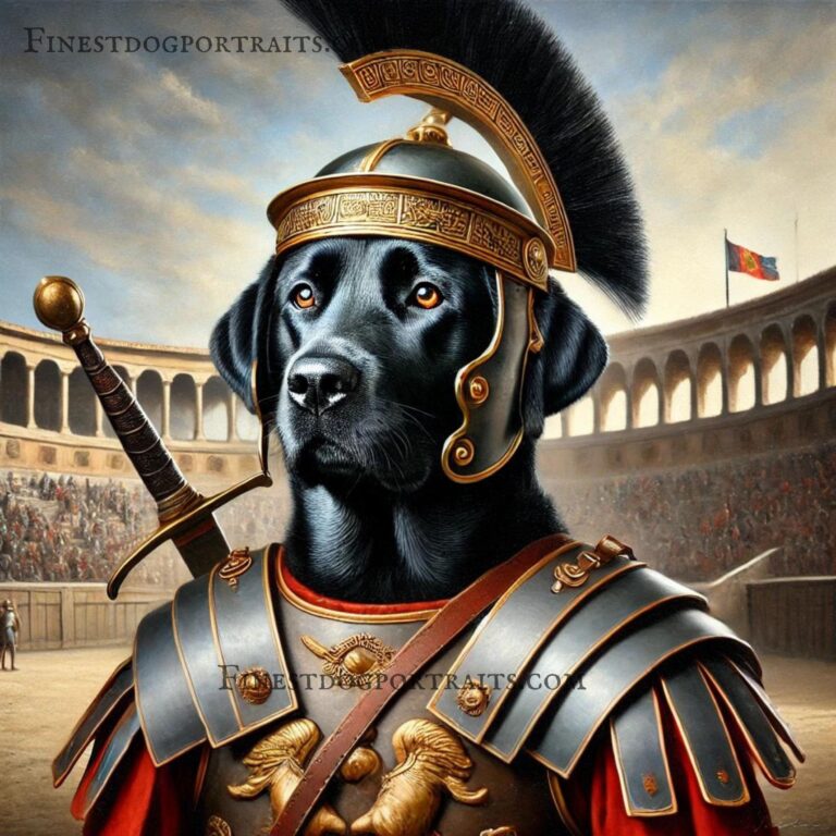 Black Labrador Gladiator Renaissance Dog