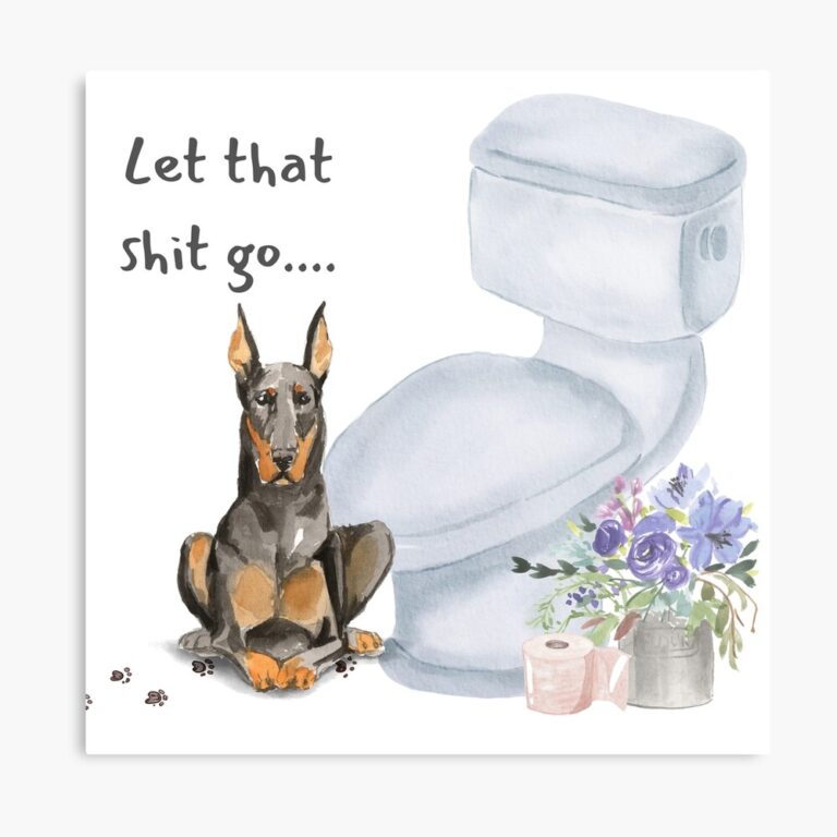 doberman toilet art-metal-print