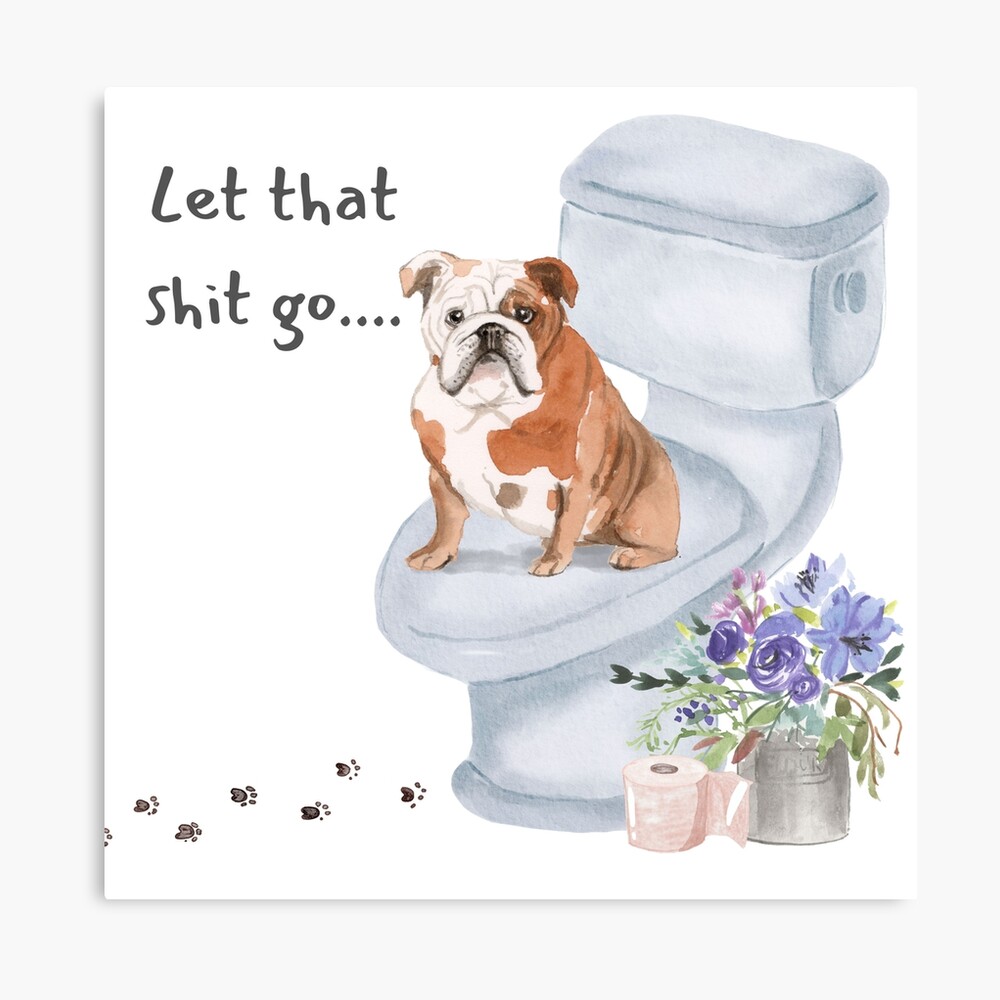 English Bulldog toilet-canvas-print